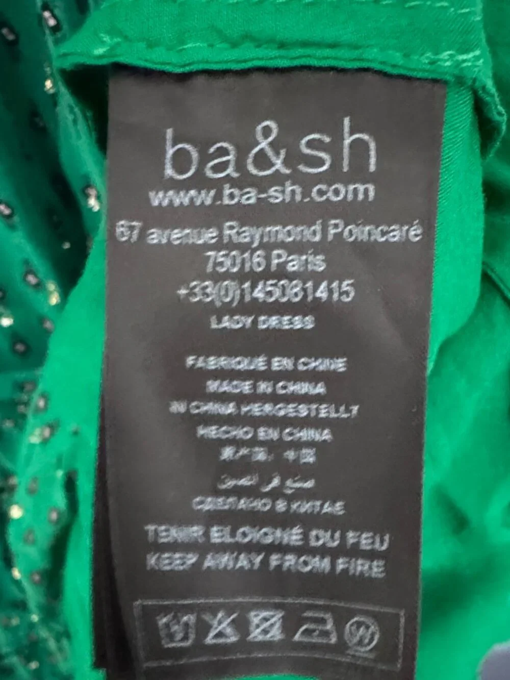 ba&sh Cyana Metallic Dot Smocked Midi Dress - Green, Like New - Picture 8 of 9